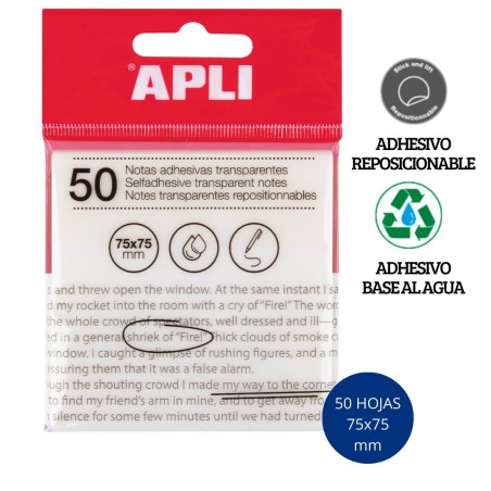Notas adhesivas transparentes 75 x 75 mm