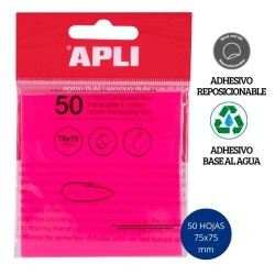 Notas adhesivas transparentes 75 x 75 mm de color rosa