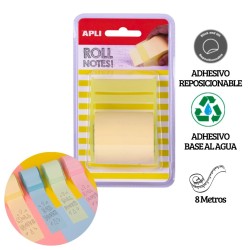 Rollo dispensador de nota adhesiva 50 mm x 8 m color amarillo pastel