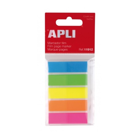Índices adhesivos film 45 x 12 mm 5 colores fluorescentes