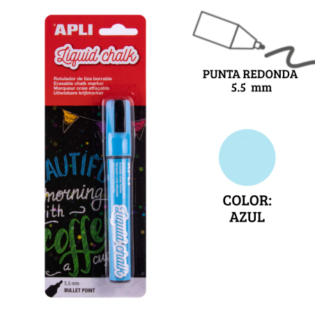 Rotulador tiza líquida punta redonda 5,5 mm azul