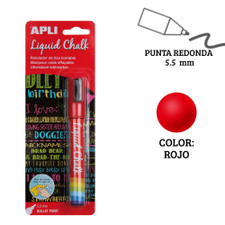 Rotulador tiza líquida punta redonda 5,5 mm rojo