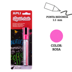 Rotulador tiza líquida punta redonda 5,5 mm rosa