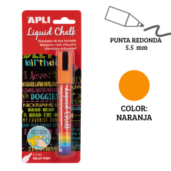 Rotulador tiza líquida punta redonda 5,5 mm naranja