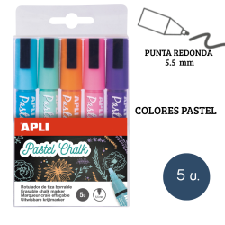 Rotuladores tiza líquida punta redonda 5,5 mm colores pastel