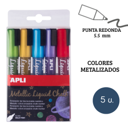 Rotuladores tiza líquida punta redonda 5,5 mm colores metalizados