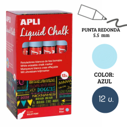 Rotulador tiza líquida punta redonda 5,5 mm azul 12 u.