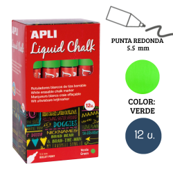 Rotulador tiza líquida punta redonda 5,5 mm verde 12 u.