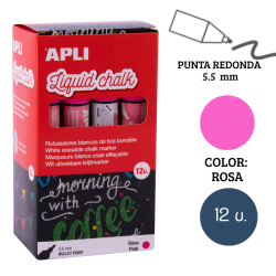 Rotulador tiza líquida punta redonda 5,5 mm rosa 12 u.