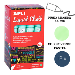Rotulador tiza líquida punta redonda 5,5 mm verde pastel 12 u.