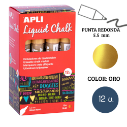 Rotulador tiza líquida punta redonda 5,5 mm oro 12 u.