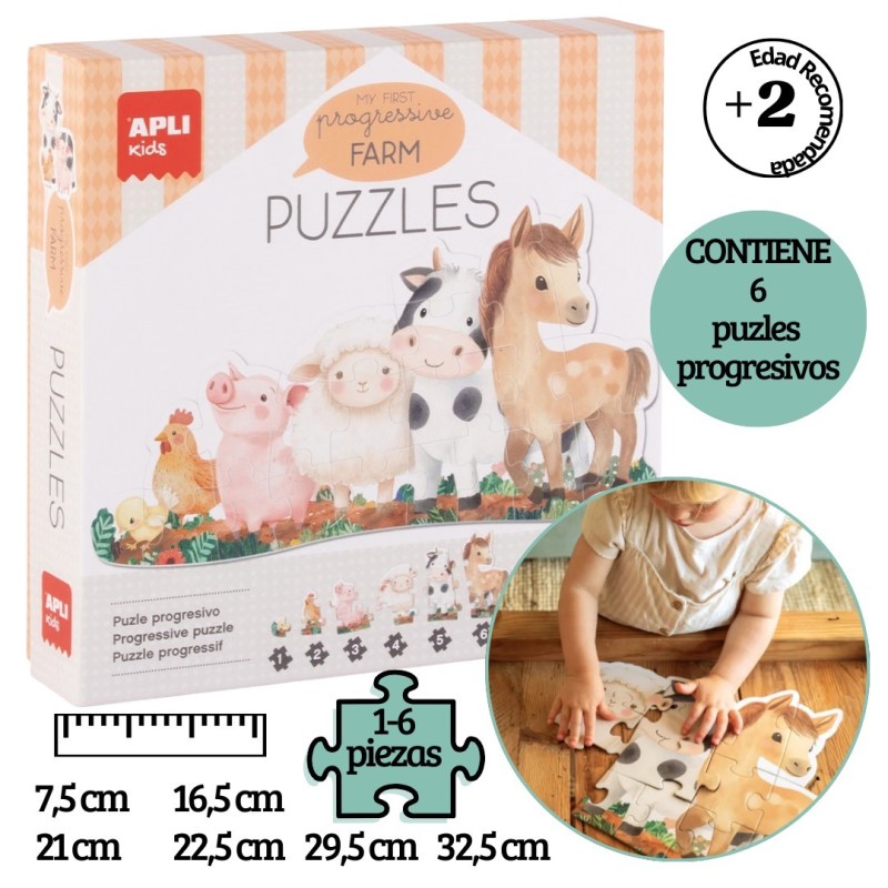 Juego educativo mis primeros puzles animales de granja