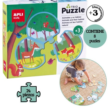 Puzle Trio Animales y su hábitat